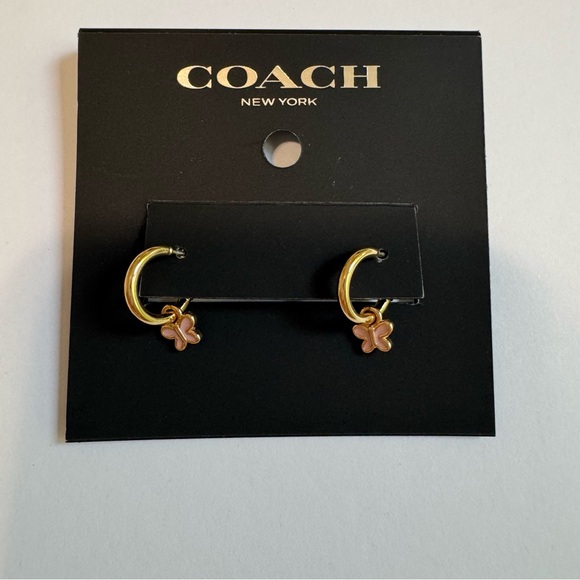 Coach Butterfly Charm Huggie Earrings - Picture 2 of 9